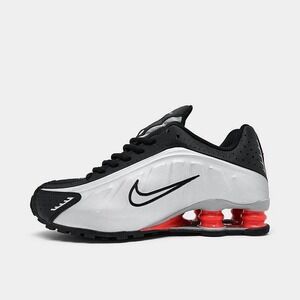 Nike Shox R4 GS Big Kids Sz 6.5Y Metallic Silver Black Red Shoes CW2626-005 NEW